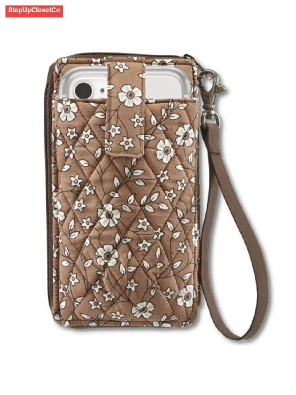 Quilted Wristlet Wallet with Phone Pocket RFID Protection Cotton